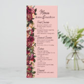 Blush Burgundy Floral Watercolor Menükarte (Stehend Vorderseite)