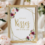 Blush Burgundy Floral Wie viele Kisses unterschrei Poster<br><div class="desc">Dieses elegante Brautparty-Apartment besticht durch ein bordeauxrotes und blütendes Bouquet-Set in einem modernen geometrischen Rahmen. Diese Suite umfasst Umschließkarten, Schilder und personalisierte Party-Vorräte wie Servietten. Wenn Sie Hilfe bei der Personalisierung benötigen, einschließlich Farbänderungen oder Textänderungen, oder wenn Sie einen vermissten Artikel bemerken, zögern Sie bitte nicht, uns zu kontaktieren. BITTE...</div>