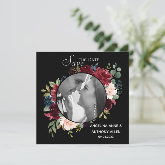 Blush Burgundy Foto Parco Civico-Ciani Save The Date (Stehend Vorderseite)