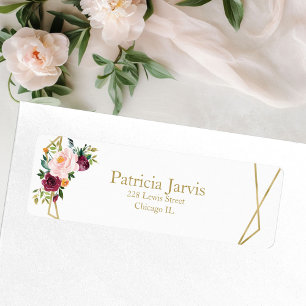 Blush Burgundy Gold Geometrie Wasserfarbenfloral