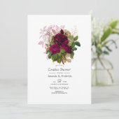 Blush Burgundy Gold Shabby Blumenpaare Dusche Einladung (Stehend Vorderseite)