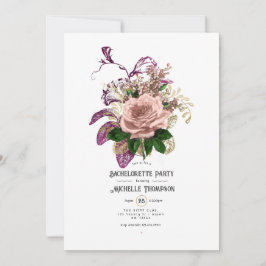 Blush Burgundy Gold Shabby Floral Bachelorette Einladung