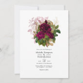 Blush Burgundy Gold Shabby Floral Wedding QR Code Einladung (Vorderseite)