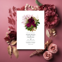 Blush Burgundy Gold Shabby Floral Wedding QR Code