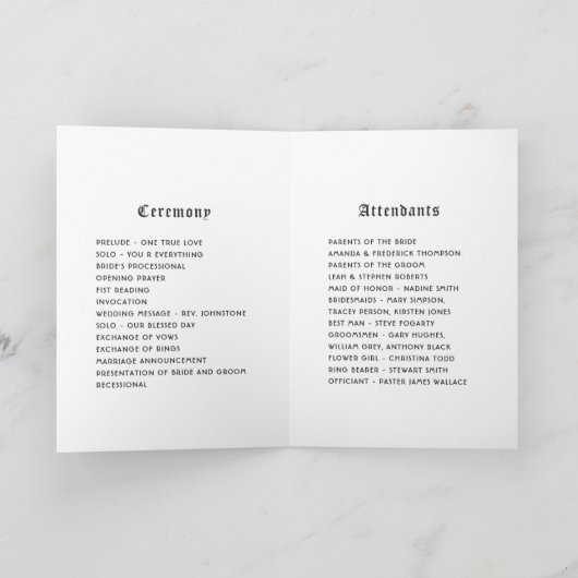 Blush Burgundy Gold Shabby Wedding Programm (Innenseite)