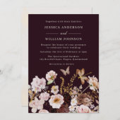 Blush & Burgundy Hochzeit im Herbst Einladung (Vorne/Hinten)