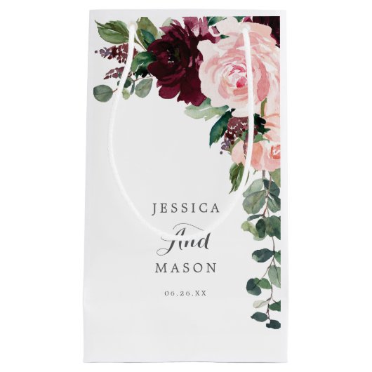 Blush Burgundy Hotel Wedding Gift Bag Kleine Geschenktüte (Vorderseite)