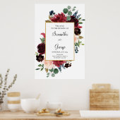 Blush burgundy Marine Blues Hochzeitszeichen Poster (Küche)