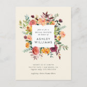 Blush & Burgundy Marsala Brautparty Einladungspostkarte (Vorderseite)