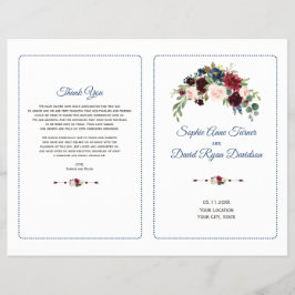Blush Burgundy Marsala Floral Wedding Program Flyer
