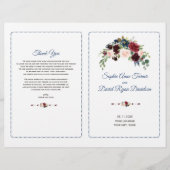 Blush Burgundy Marsala Floral Wedding Program Flyer (Vorne)