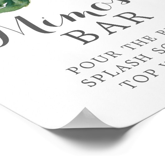 Blush Burgundy Mimosa Bar (bearbeitbar) Zeichen Poster (Ecke)