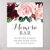 Blush Burgundy Mimosa Bar (bearbeitbar) Zeichen Poster (Vorne)