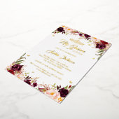 Blush Burgundy Mis Quince Floral Quinceanera Folieneinladung (Gedreht)