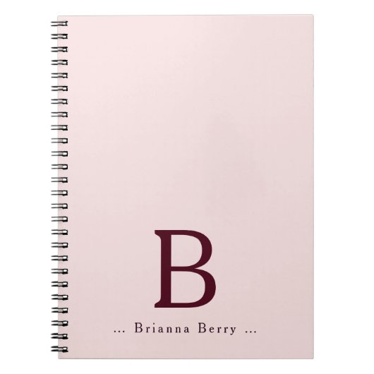 Blush Burgundy Monogram Notizblock (Vorderseite)