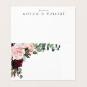 Blush Burgundy-Platzkarten Visitenkarten (Außenseite Aufgefaltet)