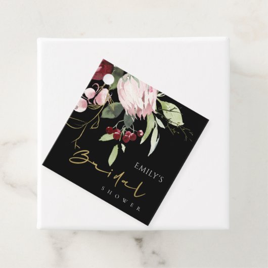 BLUSH BURGUNDY PROTEA FLORAL BRAUTPARTY GESCHENKANHÄNGER (Beispiel)