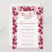 Blush Burgundy Quinceañera Balloon Einladung (Rückseite)