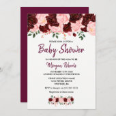 Blush Burgundy Rose Baby Shower Script einladen Einladung (Vorne/Hinten)