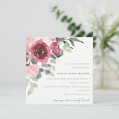 BLUSH BURGUNDY ROSE FLORAL BRAUTPARTY EINLADEN DANKESKARTE (Stehend Vorderseite)