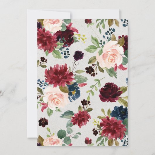 Blush Burgundy Rose Gold Akzente Hochzeit Einladung (Rückseite)