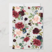 Blush Burgundy Rose Gold Akzente Verlobung Einladung (Rückseite)