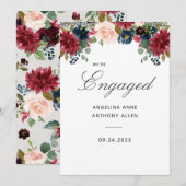 Blush Burgundy Rose Gold Akzente Verlobung Einladung (Vorne/Hinten)