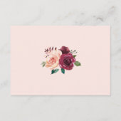 Blush Burgundy Rose Hochzeitsempfang Begleitkarte (Rückseite)