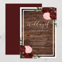 Blush & Burgundy Rote Rosen Rustikale Holzhochzeit