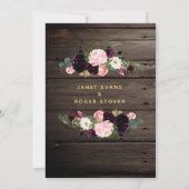 Blush Burgundy Rustic Gold Calligraphy Wedding Einladung (Rückseite)