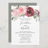 Blush Burgundy Silver Christliche Hochzeit Einladung (Vorne/Hinten)