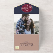 Blush Burgundy und Navy Blue Wedding All In One Einladung (Außenbereich)