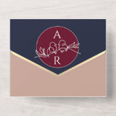 Blush Burgundy und Navy Blue Wedding All In One Einladung (Rückseite)