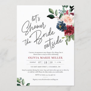 Blush Burgundy und Navy Drive by Brautparty Einladung