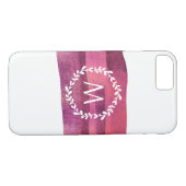 Blush & Burgundy Wasserfarbe Monogramm Case-Mate iPhone Hülle (Rückseite (Horizontal))