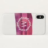 Blush & Burgundy Wasserfarbe Monogramm Case-Mate iPhone Hülle (Rückseite (Horizontal))