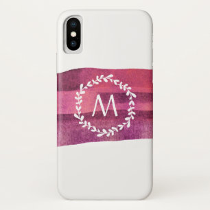 Blush & Burgundy Wasserfarbe Monogramm Case-Mate iPhone Hülle
