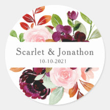 Blush Burgundy Wasserfarben Herbstblütenhochzeit