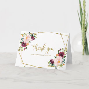 Blush Burgundy Watercolor Brautparty Vielen Dank Karte
