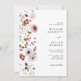 Blush Burgundy Watercolor Floral Wedding Einladung