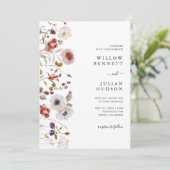 Blush Burgundy Watercolor Floral Wedding Einladung (Stehend Vorderseite)