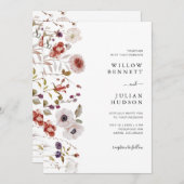 Blush Burgundy Watercolor Floral Wedding Einladung (Vorne/Hinten)