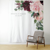 Blush Burgundy Wedding Backdrop Foto Booth Wandteppich (Beispiel)