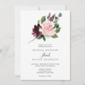 Blush Burgundy Wedding Einladung (Vorderseite)