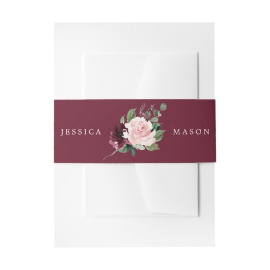 Blush Burgundy Wedding Invitation Bly Band (Vorderseite Beispiel)