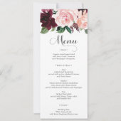 Blush Burgundy Wedding Menu oder Brautparty Menu Einladung (Vorderseite)
