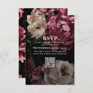 Blush Burgundy Wedding QR Code Bitte antworten Sie RSVP Karte