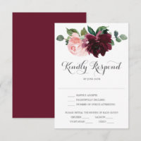 Blush Burgundy Wedding RSVP Card