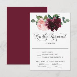 Blush Burgundy Wedding RSVP Card Einladung