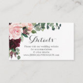 Blush Burgundy Wedding Website Beipackkarte Begleitkarte (Vorderseite)